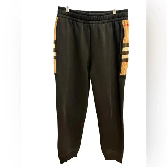 Burberry London check panel cotton jogging pants men’s size L(32-36) - Picture 1 of 12